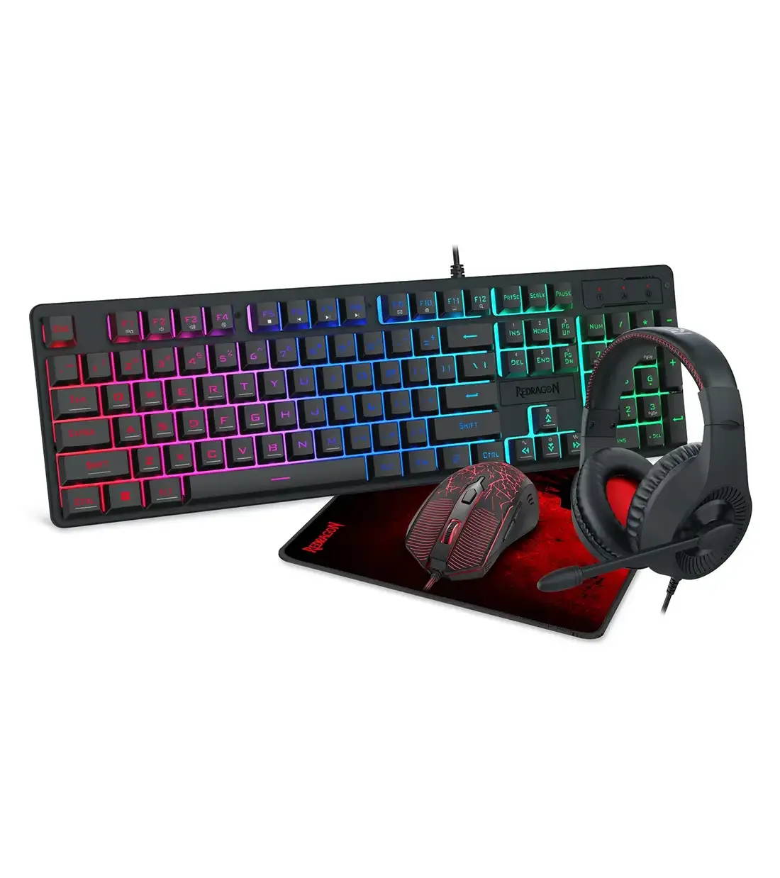 باندل مخصوص بازی هدست و کیبورد و موس و موس پد ردراگون مدل Essentials S107P-BA